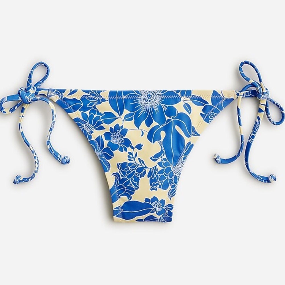 NWT 2x J Crew String hipster full coverage bikini bottom in blue floral